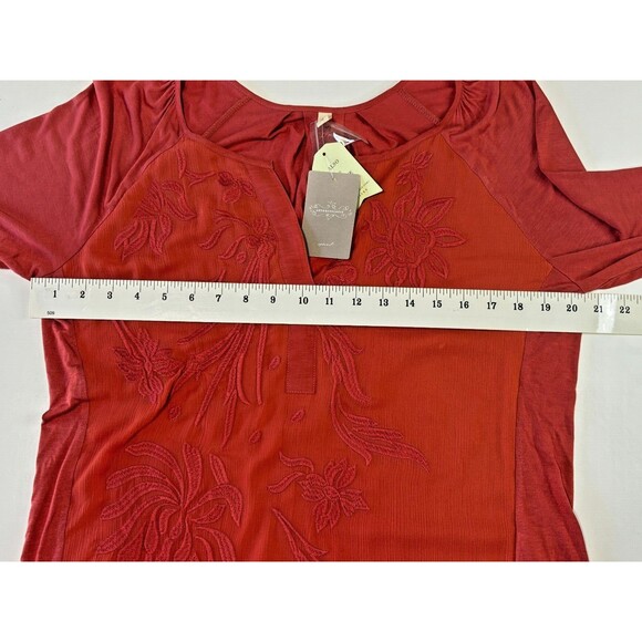 Anthropologie Apparel Tiny Embroidered Floral Tunic Rust Orange Size Medium NWT - Picture 9 of 16